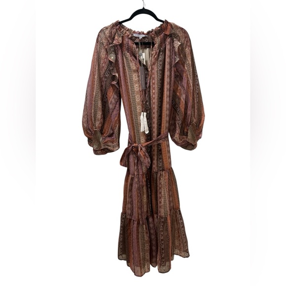 NWT Anthropologie Sarah Hann Tiered Ruffle Maxi Tassel Dress - Picture 5 of 8